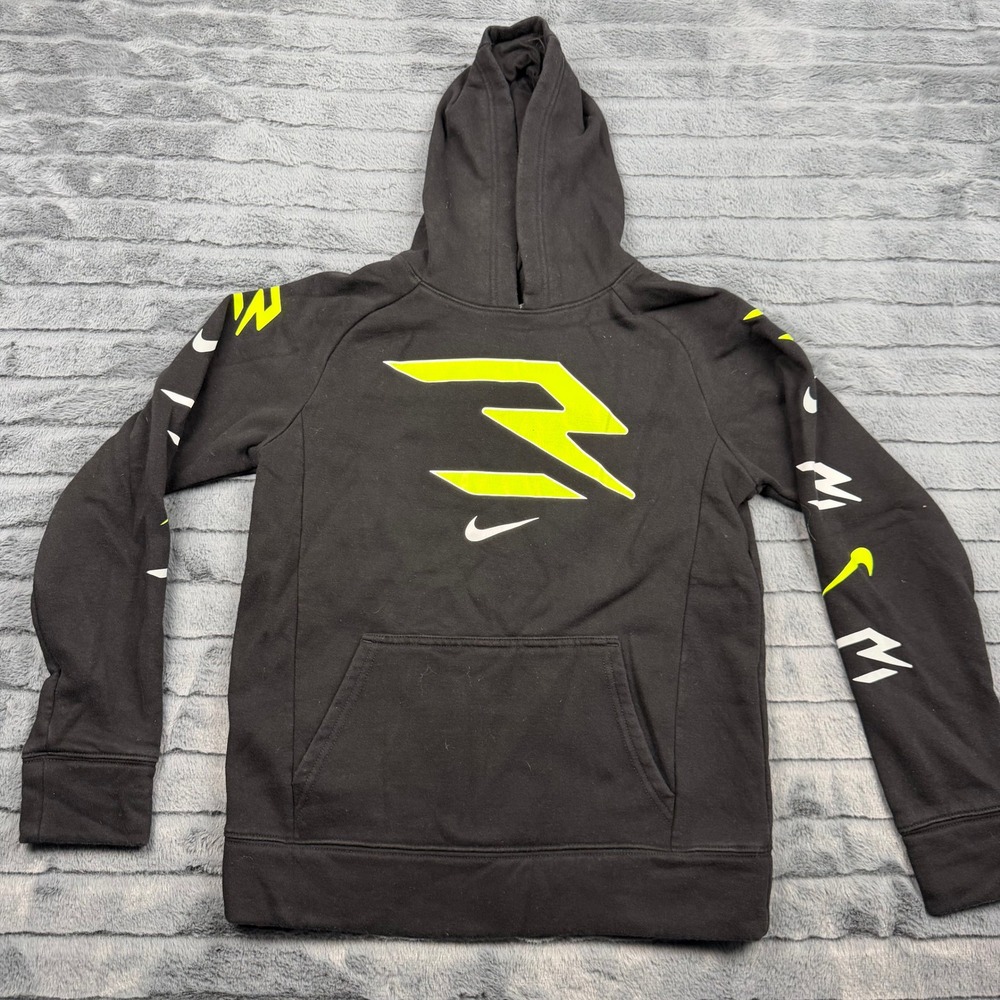 Nike 3Brand Russell Wilson Boys Black Neon Yellow Graphic Hoodie Large 12-13Y